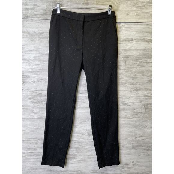 Zara Basic Pants Womens Medium Black Slim Fit Polka Dot Stretch Trousers Work - Picture 1 of 12